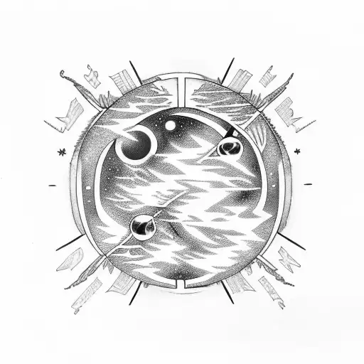 Tree Adn Phoenix Bird Galaxy Planets Owl