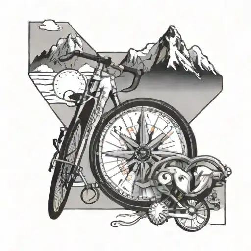 A Compass Card With A Road Bike On North With Everest On North And In The Background
