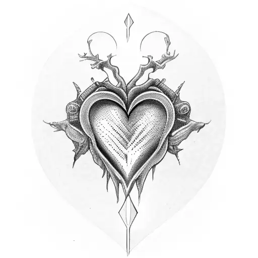 Bold Gothic Outline Of Love Heart