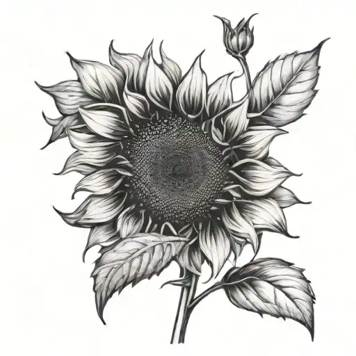 Sunflower Tattoo With Birthday As Stem
