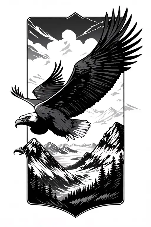 Flying Eagle Mountain Range Silhouette