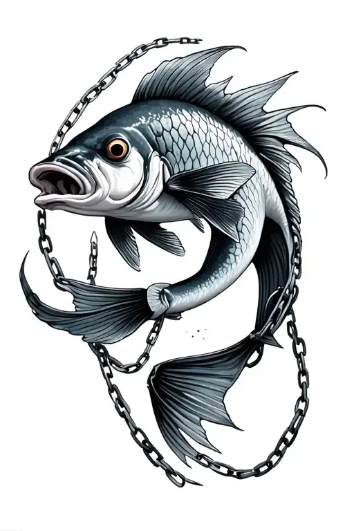 Coi Fish Surrounding Everything With Chains