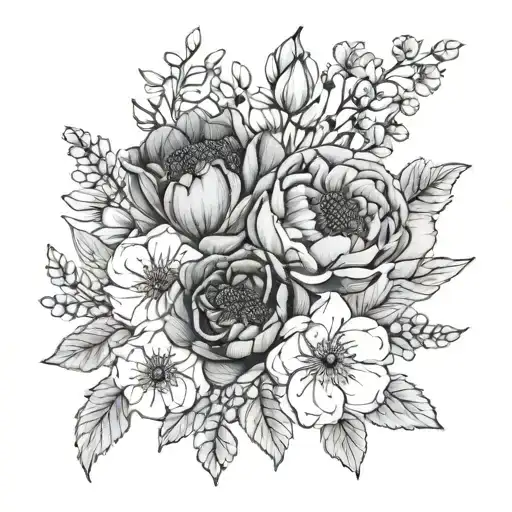 Fine Line March And November Birth Flower Bouquet