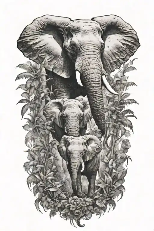 Realistic Elephant Jungle Scene