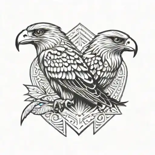 Symbol Of The Medjay With Two Egyptian Falcons On Each Side