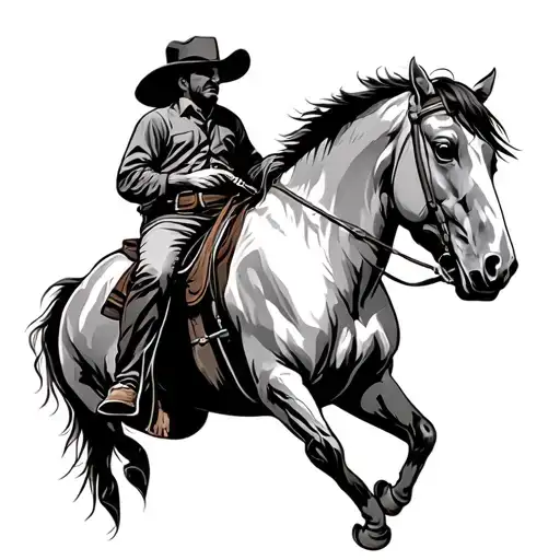 Cowboy Riding A Horse Head