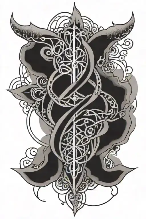 Unalome Symbol Serotonin Symbol Intertwined