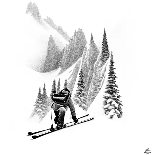 A Skier Carving Down A Snowy Mountain Slope With A Breathtaking View