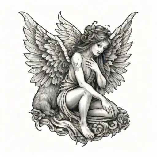 Winged Farie With Bear Sitting