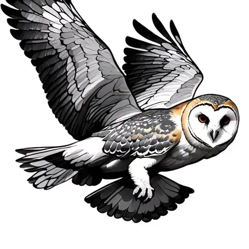 A Barn Owl In Flight