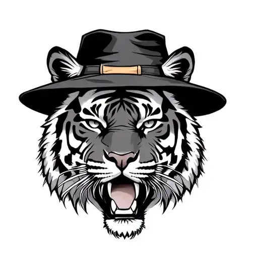 Tiger Head With A Hat On