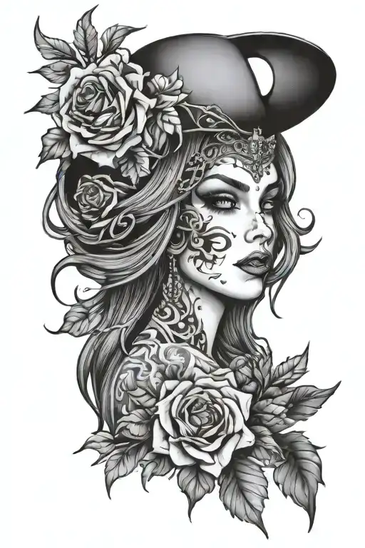 Dark Tattoo Design About Witchcraft And Women Empowerment Without An Actual Image Of A Female