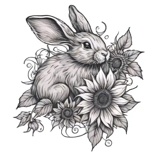 Bunny And Sunflower