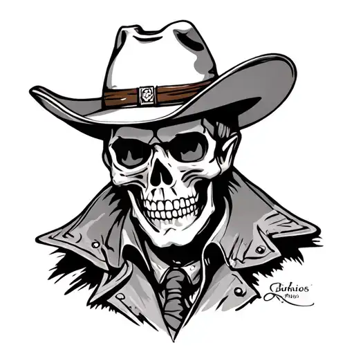 American Traditional Skeleton Cowboy