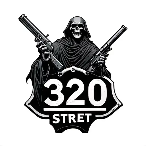 Grim Reaper Standing With A Gun On 620 Street Sign