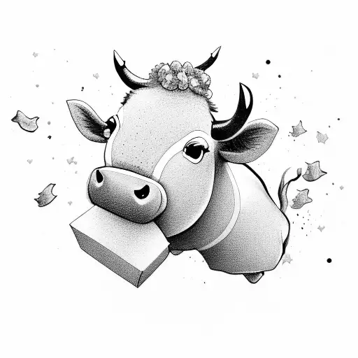 Cute Cow Doing A Cheerleading Jump