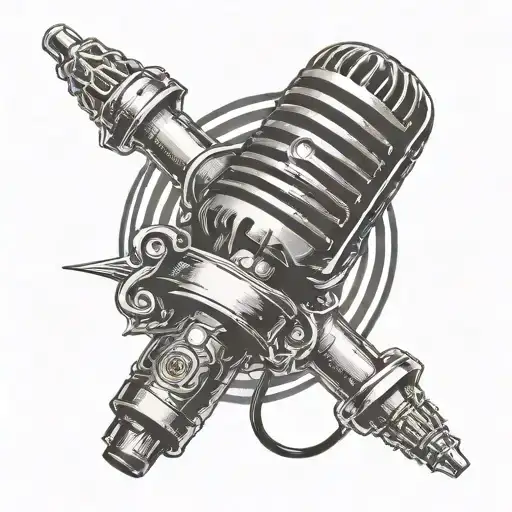Microphone Tattoo Gun Intertwined