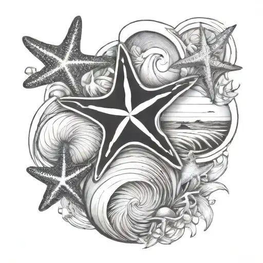 Beach Shells Starfish Ocean Waves