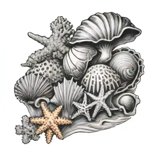 Beach Shells Nearby And Corals