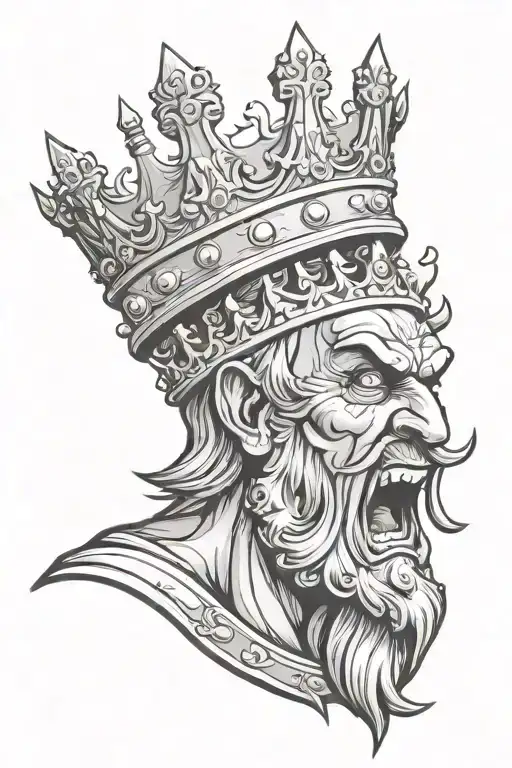 Mad King With Crown Looking And Shouting