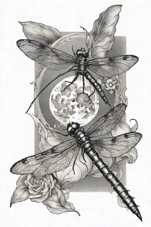 Dragonfly And Full Moon