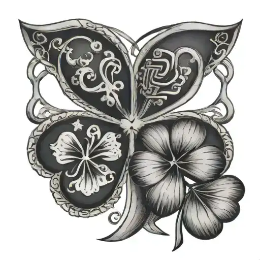 Four Leaf Clover And Gemini Sign With Star Sign