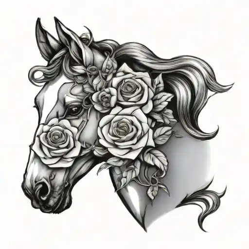 Horse Head With Roses