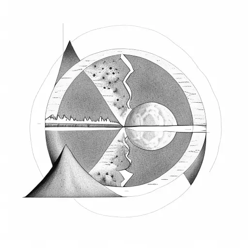 Mountain With Moon Phases Down The Middle