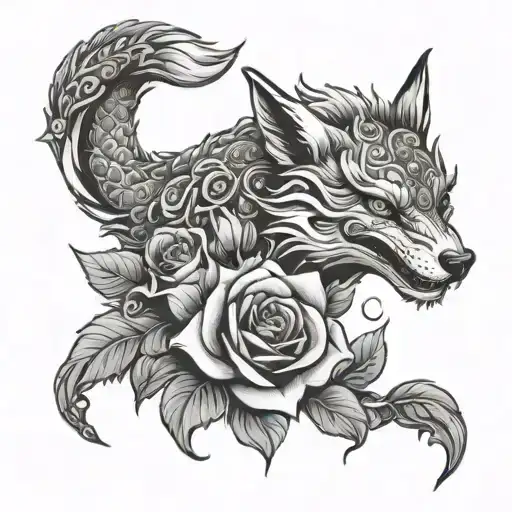Fox Dragon Roses