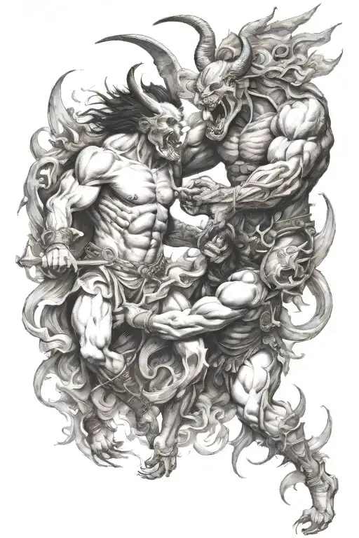 Heaven And Hells Demon Fighting Over Man