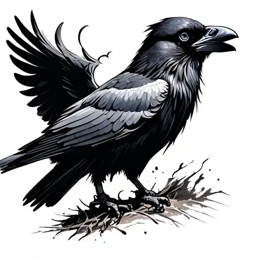 Black And White Raven Y2k Style