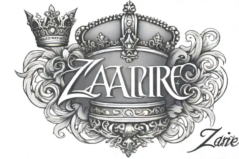 Zaire In Cursive With Scorpio Designs And A King Crown