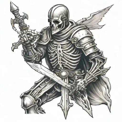 Teutonic Knight Skeleton Holding A Sword