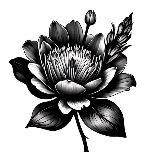 Lily Flower And Allium Giganteum Flower And Peony Flower