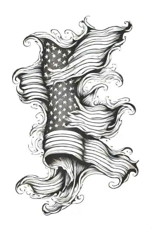 Simple American Flag Waving On A Beach