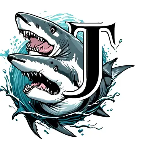 Letter Sj Shark Swimming Around