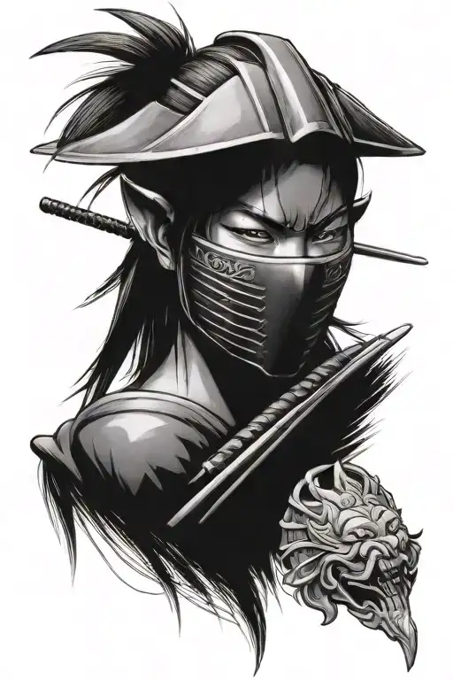 Girl Behind Samurai Mask