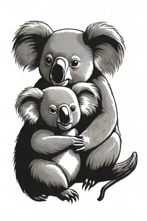 Koala And Baby Koala With Monkey