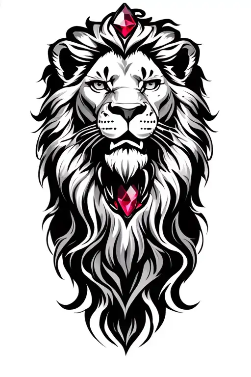 Lion With Ruby Gem Stone Surrounded