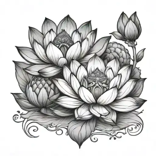 Lotuses And Buddhism Black And White