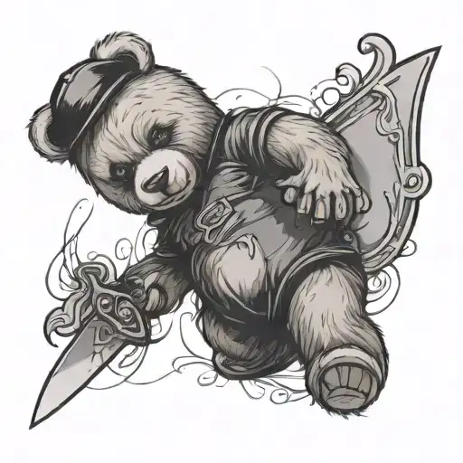Teddy Bear Holding A Knife Stabbing