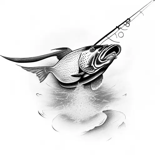 Angelic Memorial Tattoo Of Son Fishing In Black-grey Style