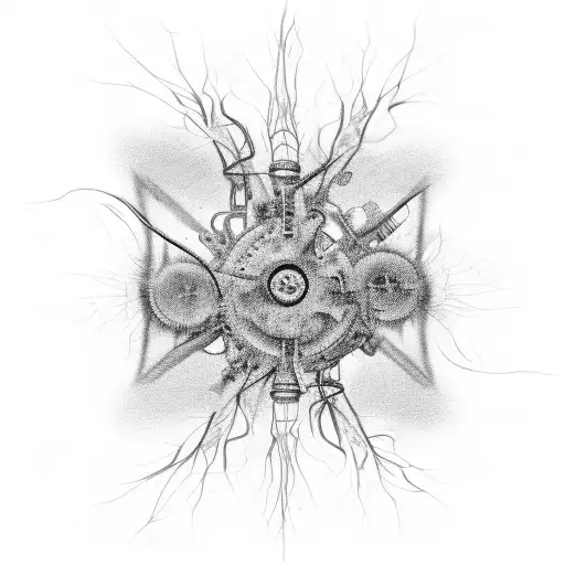 An Abstract Representation Of Neurons Firing Within A Steampunk-inspired Political Engine