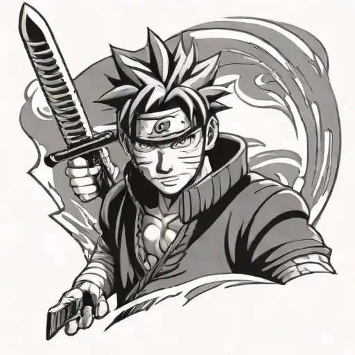 Naruto Uzimaki Holding A Kunai Knife