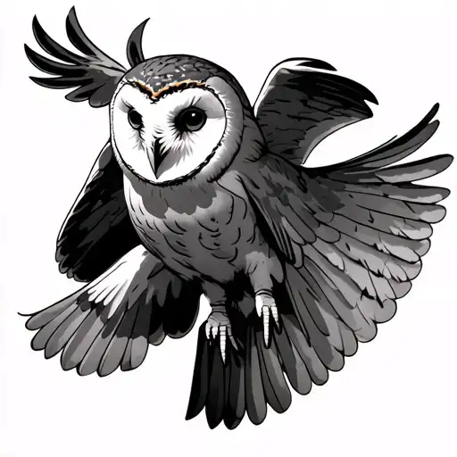 A Barn Owl In Flight