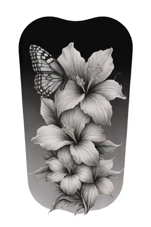 Butterfly With Hawiian Hibiscus