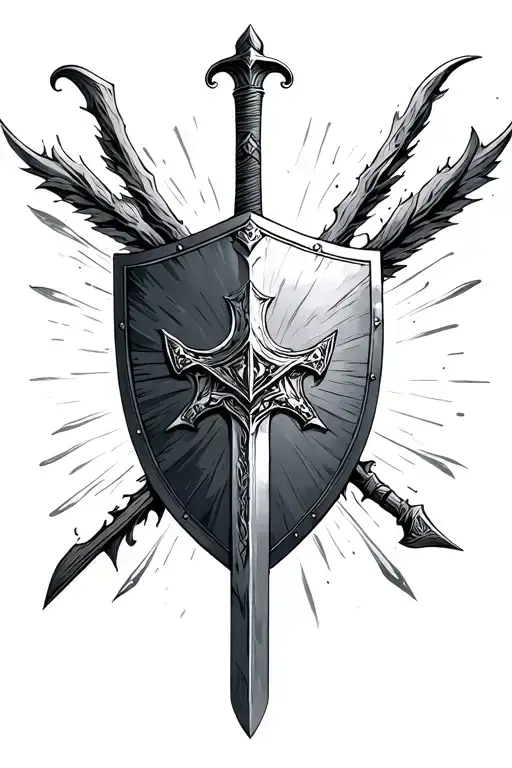 Paladin Tower Shield Infront Of Long Sword