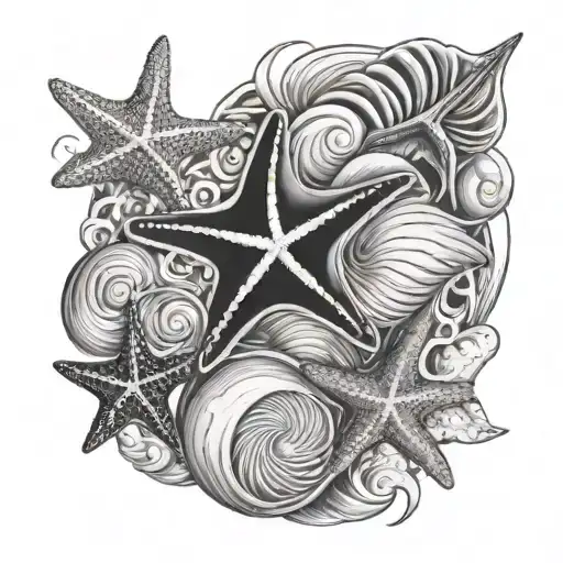 Beach Shells Starfish Ocean Waves