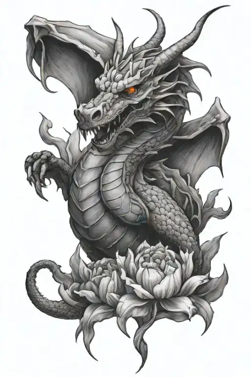 Dragon With Tulips