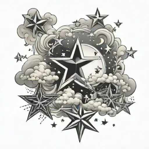 Stars And Clouds Black Grey